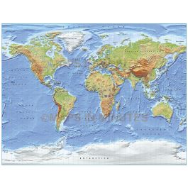 Buy Gall World Political Vector And Relief Map 100m Scale Colour