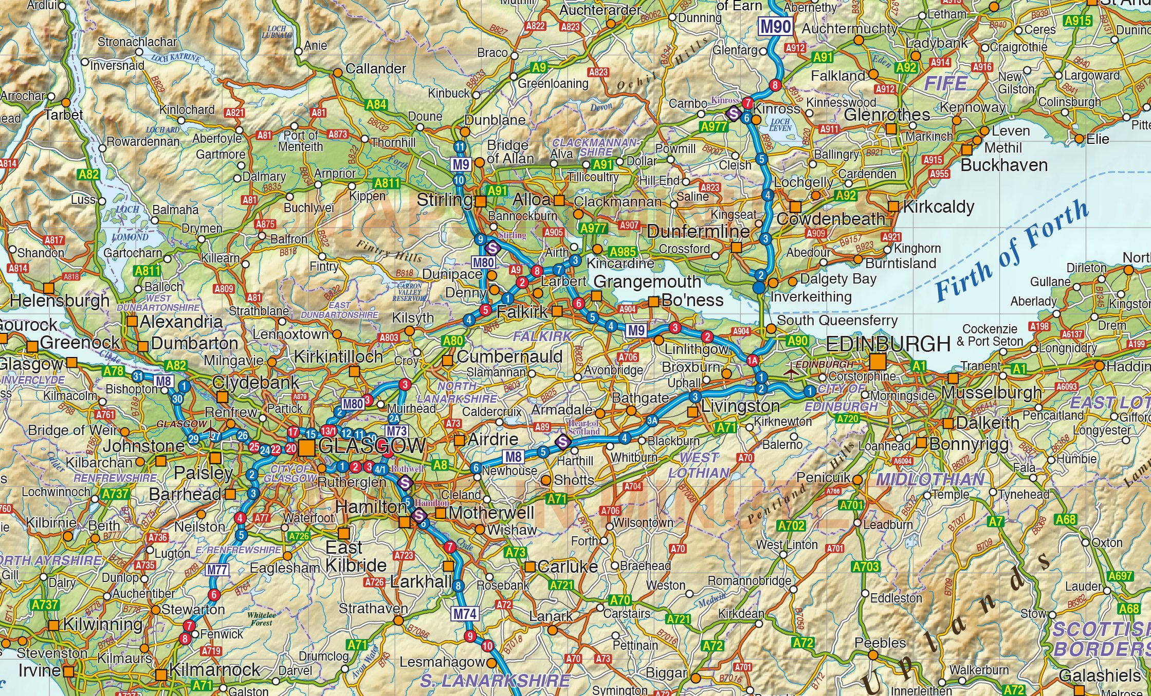 Vector Scotland Map Regions Political Road And Rail With High Res