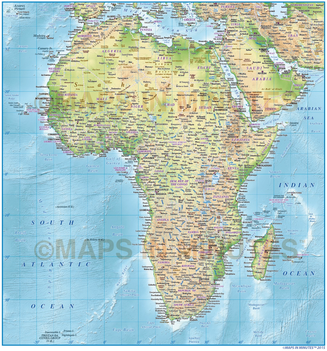 Digital vector Africa Political map @10,000,000 scale in Illustrator ...