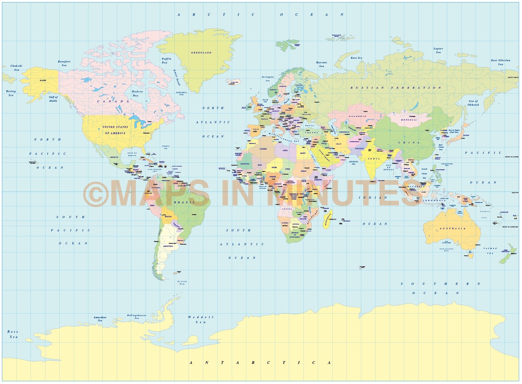 World GeoPolitical Small Scale Map Collection 10 Map