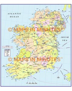 MIM Ireland Counties with Roads Map