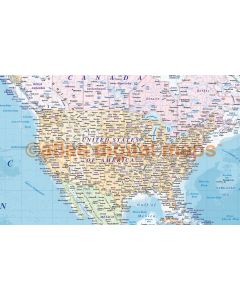 Political Vinyl World Wall Map with Ocean floor relief 60 inches wide x 38 inches deep