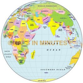 Buy Digital vector Globe Political World Map, Indian Ocean Centric, 0N ...