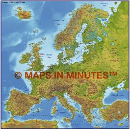 Buy Europe 4M scale Strong colour Relief Map Online