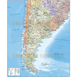 Buy Argentina Deluxe Province Political Road & Rail Map plus land and ...