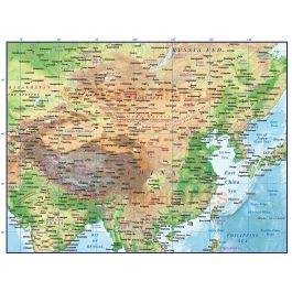 Buy China Country Map with Provinces and Land/Ocean floor relief @10m ...