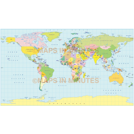 Buy Digital Political World Map, Equirectangular Projection, Europe ...