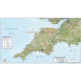 Buy South West England County Road & Rail Map plus Regular relief @750k ...