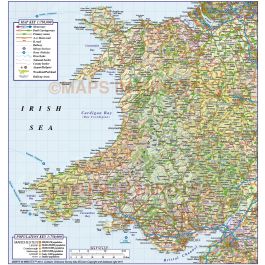 Buy Wales Political Road & Rail Map with shaded relief overlay @750k ...