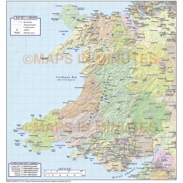 Buy Wales County map with Hill shading @1,000,000 scale Online