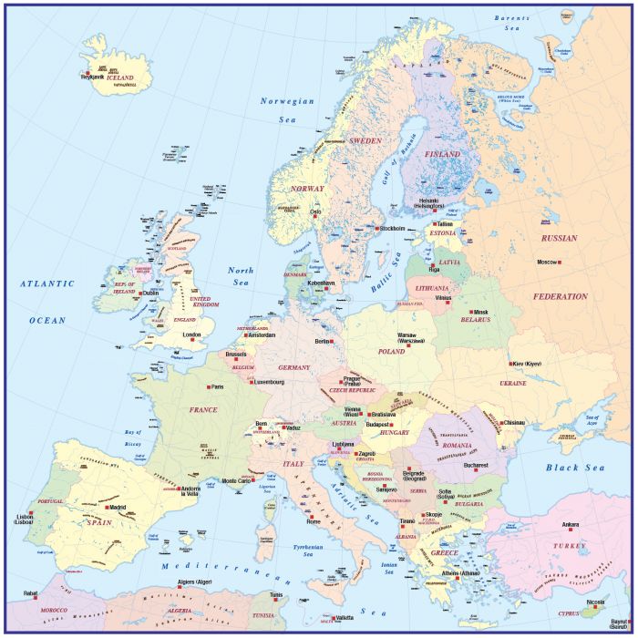 Buy 4m scale Europe Political Simple Map Online