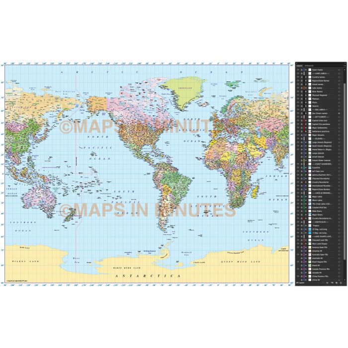 atlas world map with latitude and longitude