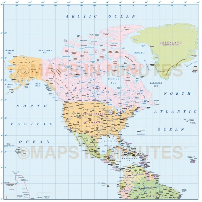 Buy North America Region Simple Countries map Online