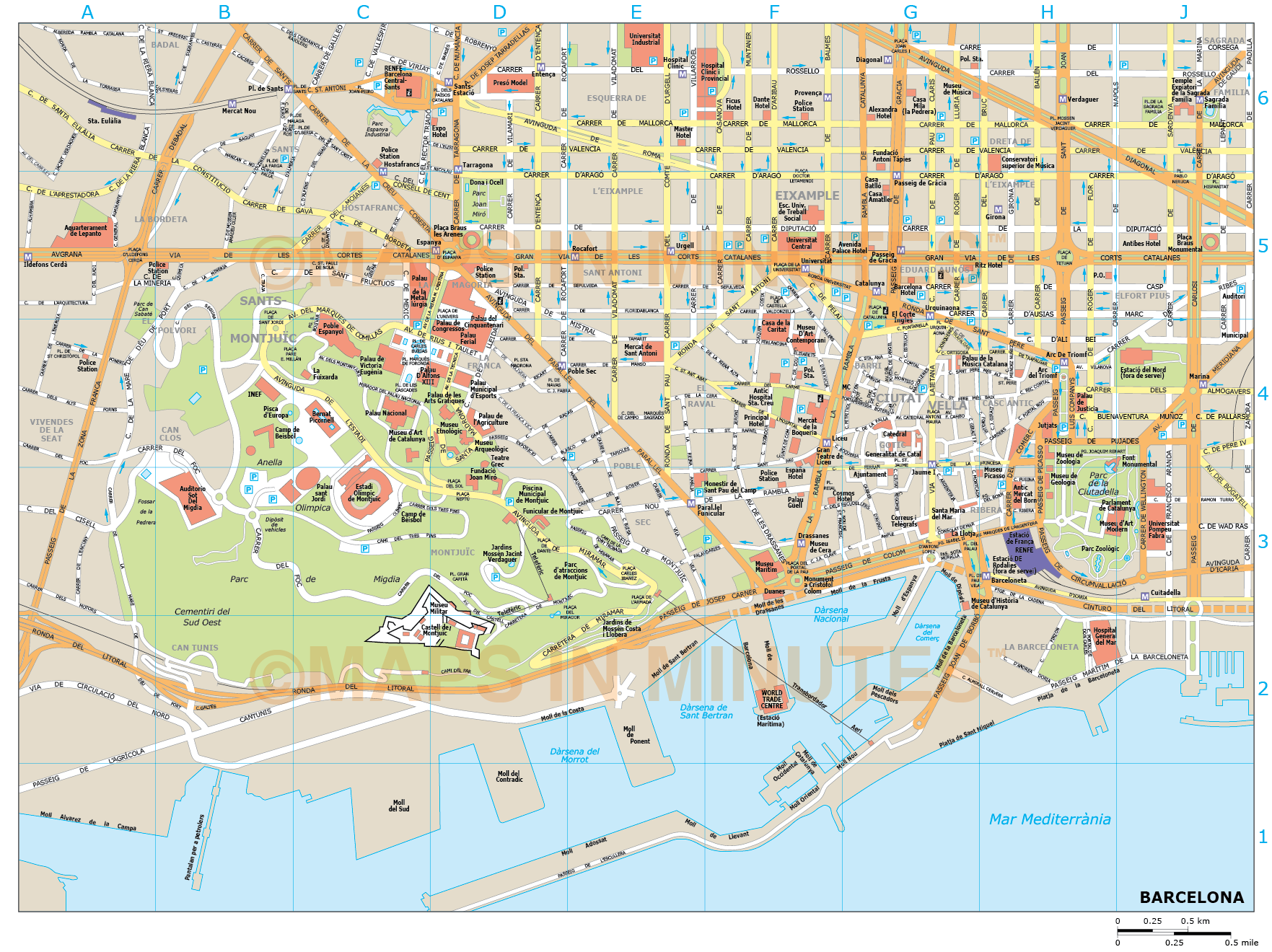Barcelona City Map Pdf Download barcelona city map