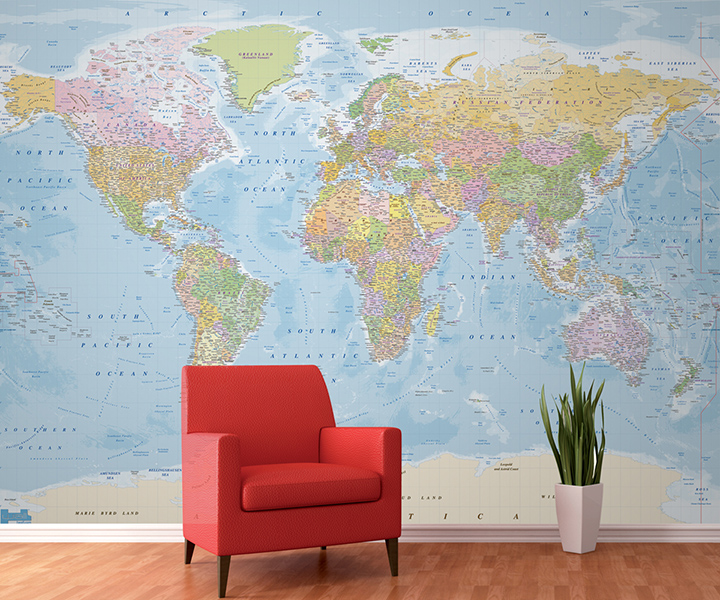 World Map Prints, World Map Murals, Push Pin Maps, Canvas Stretched Map